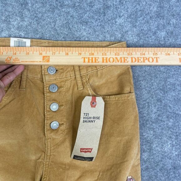 Levis 721 High Rise Skinny Corduroy Pants Womens 25 Brown Button Fly 5-Pocket - Picture 4 of 14